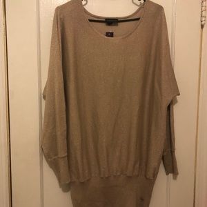 Gold V-neck Long Sleeve Thin Sweater